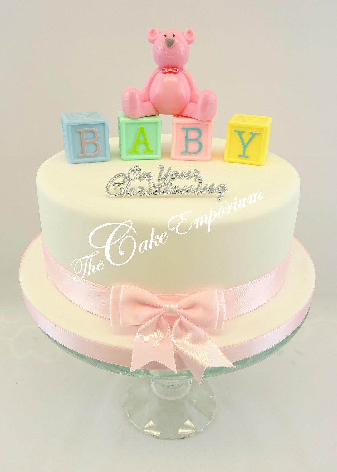 Christening Cake Topper Teddy Bear Building Blocks Motto - Etsy
