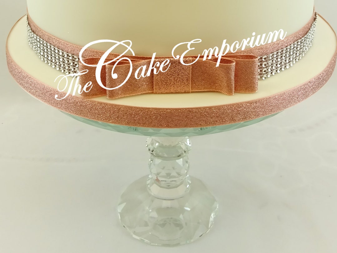 Rose Gold Ribbon & Bow With Diamante Trim Single Bow Etsy