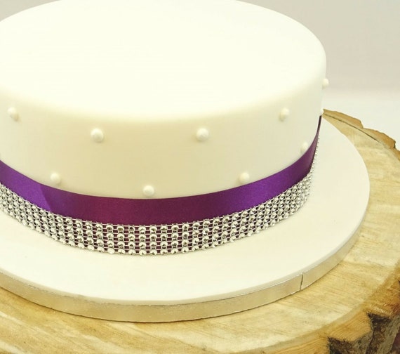 Cake Ribbon Shades of Purples Double Satin Ribbon 35mm With 4 Row Diamante  Trim Cake Topper Trim 