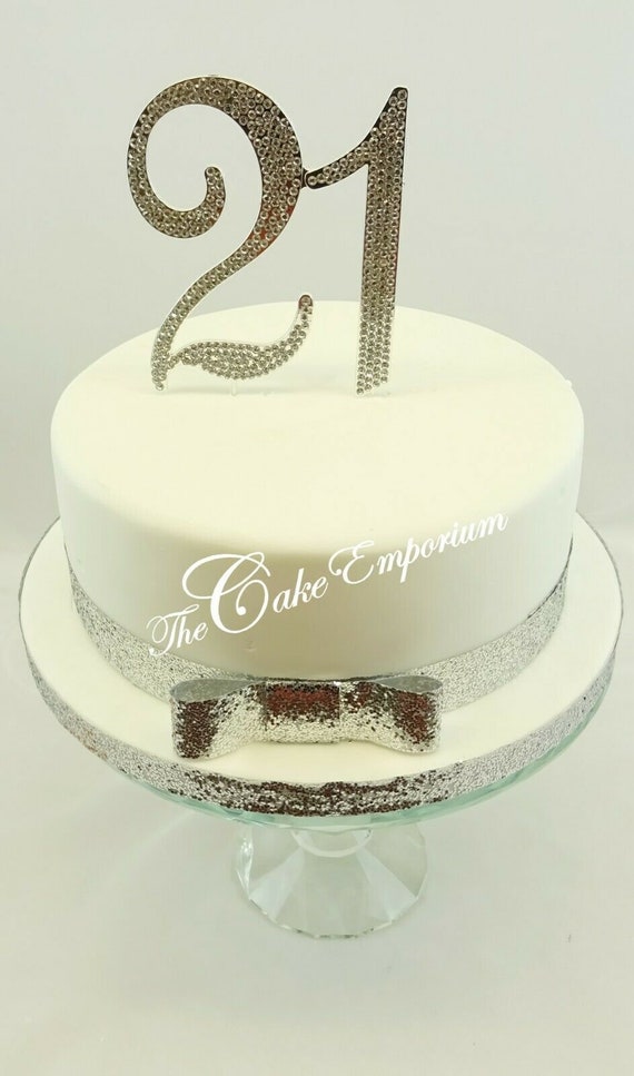 120mm Silver Number Cake Toppers with Rhinestones Birthday Anniversary 3-Three