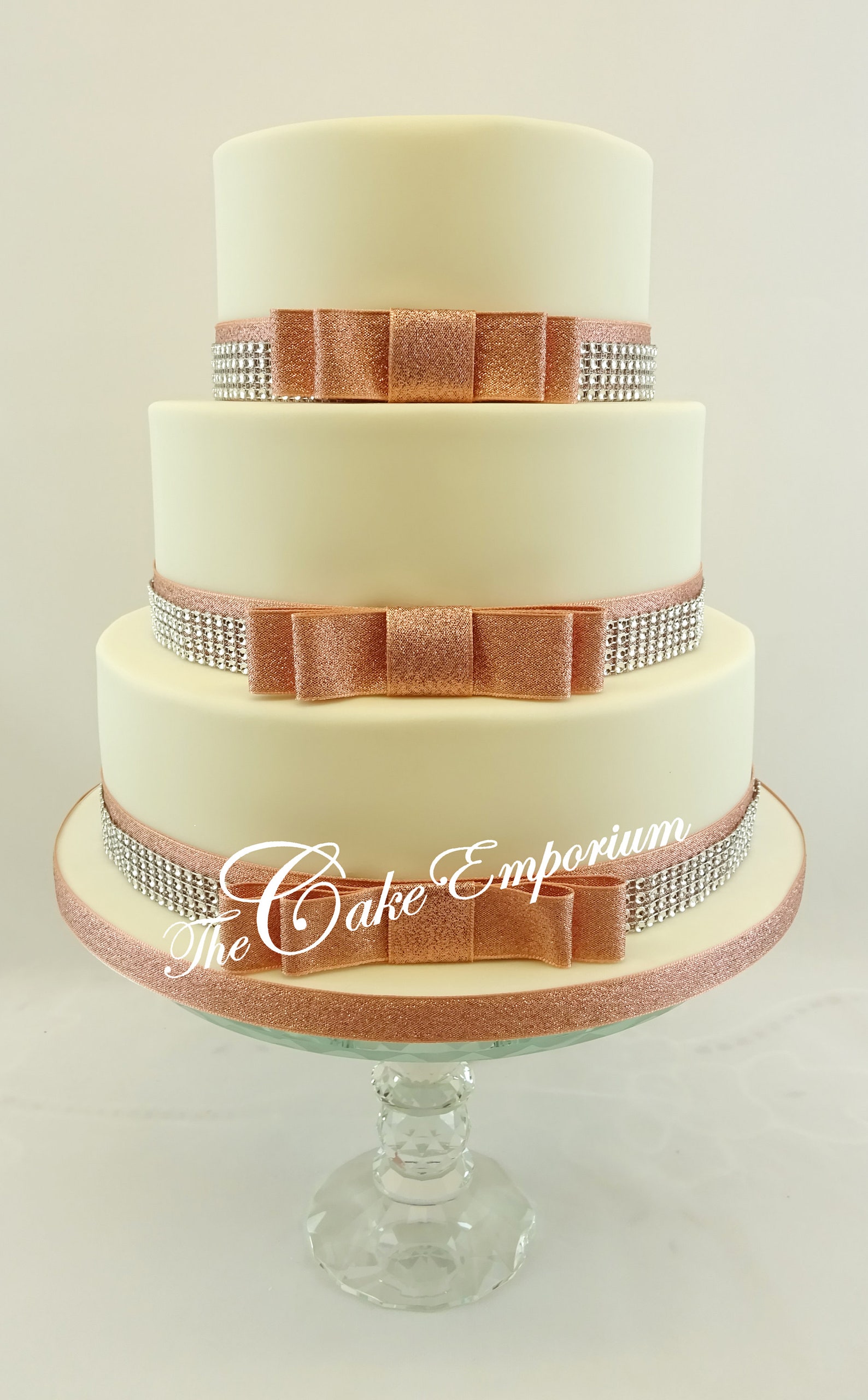 Rose Gold Wedding Cake Bow and Ribbon Sets With Diamante Trim Etsy