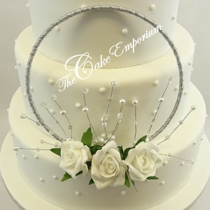 Wedding Cake Hoop topper foam flowers pearl & bead sprigs complete set or Hoop and Flowers only Bild 2