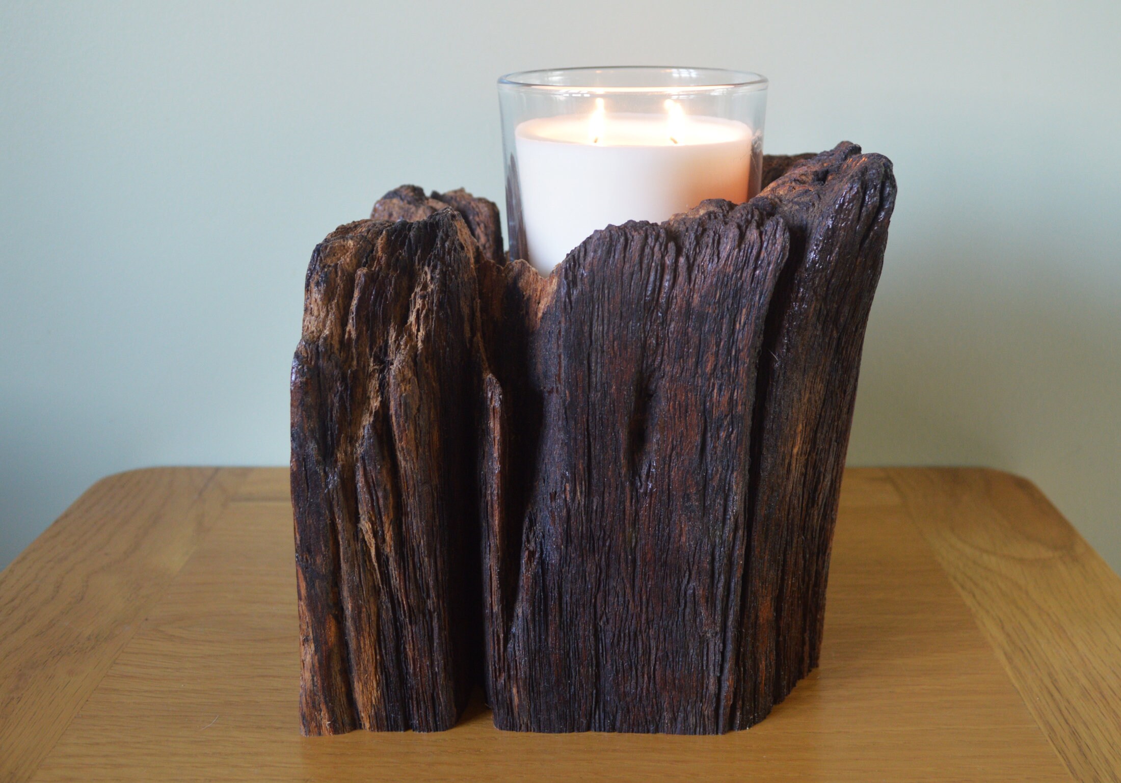 Oak candle holder sculpture Etsy