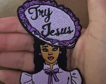 Try Jesus patch 3 1/2 inches in size irons on