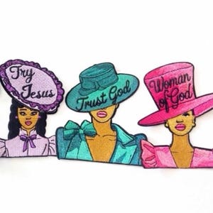 Women Of God Collection set of 4  3 1/2 inch patches irons on