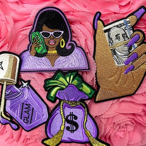 I Get Money (Purple Set Of Four) Iron on patches