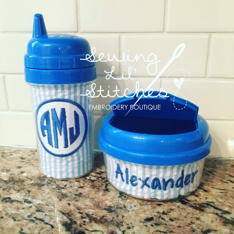 Monogrammed Sippy Cup Personalized Snack Container Set