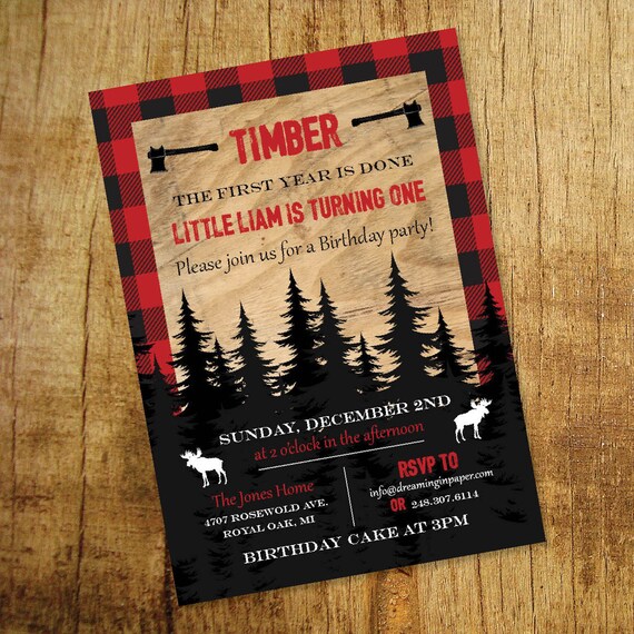 Lumberjack Birthday Party Invitation | Etsy