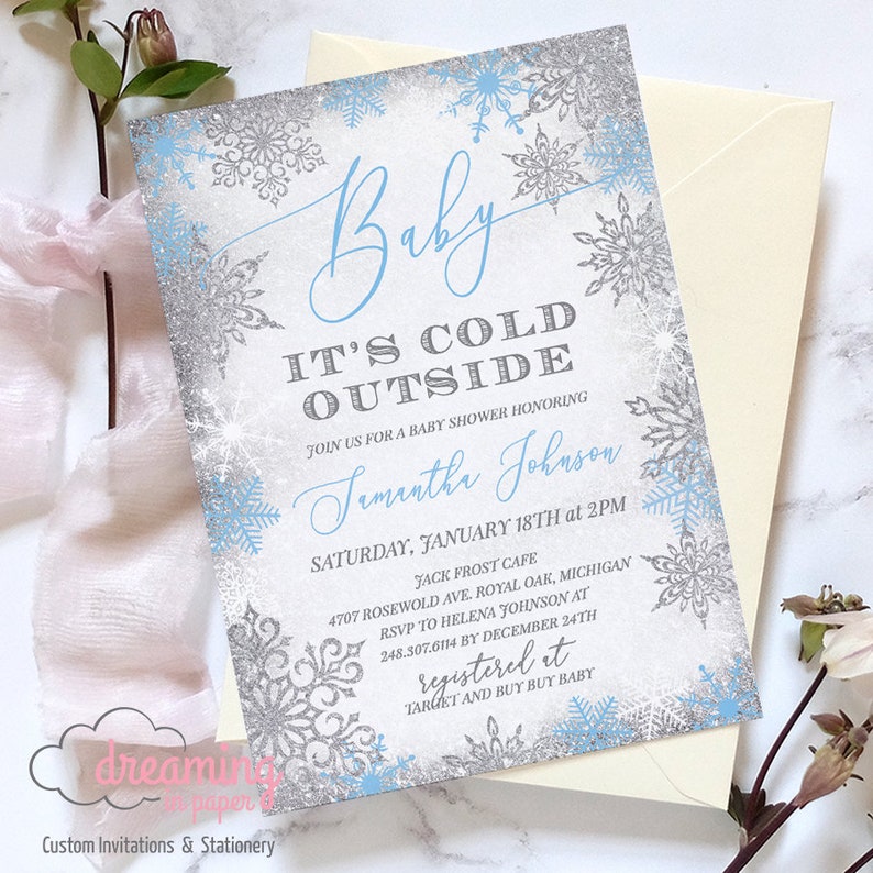 Baby It's Cold Outside Baby Shower Invitation Blue Etsy