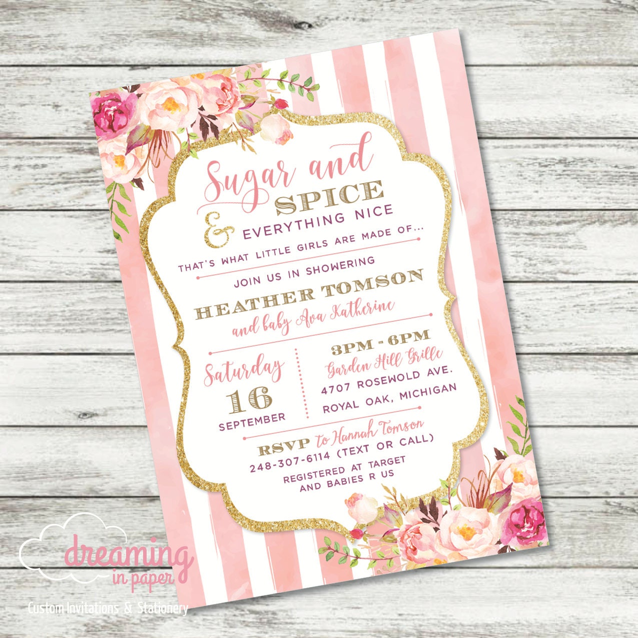 Sugar And Spice And Everything Nice Baby Shower Invitation Etsy