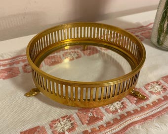 Decorative gold glass tray - ITALY