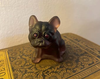 Vintage Westmoreland White Glass Bulldog Figurines With Rhinestone