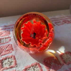 Poppy glass paperweight