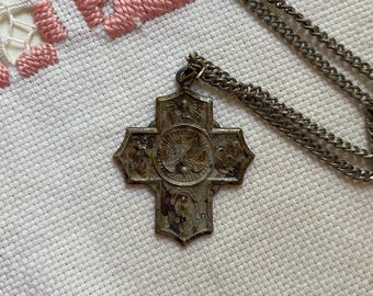Sterling religious medallion cross