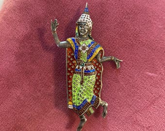 Siam Sterling dancer brooch