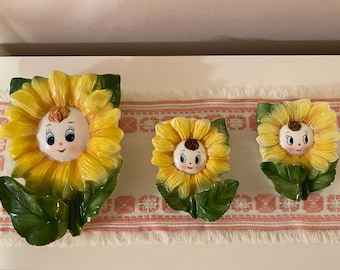 vintage sunflower wall pockets