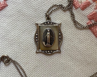 Sterling Virgin Mary pendant necklace