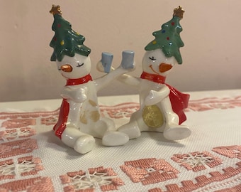 Holt Howard snowmen candle huggers