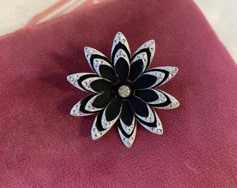 Germany silver black flower brooch