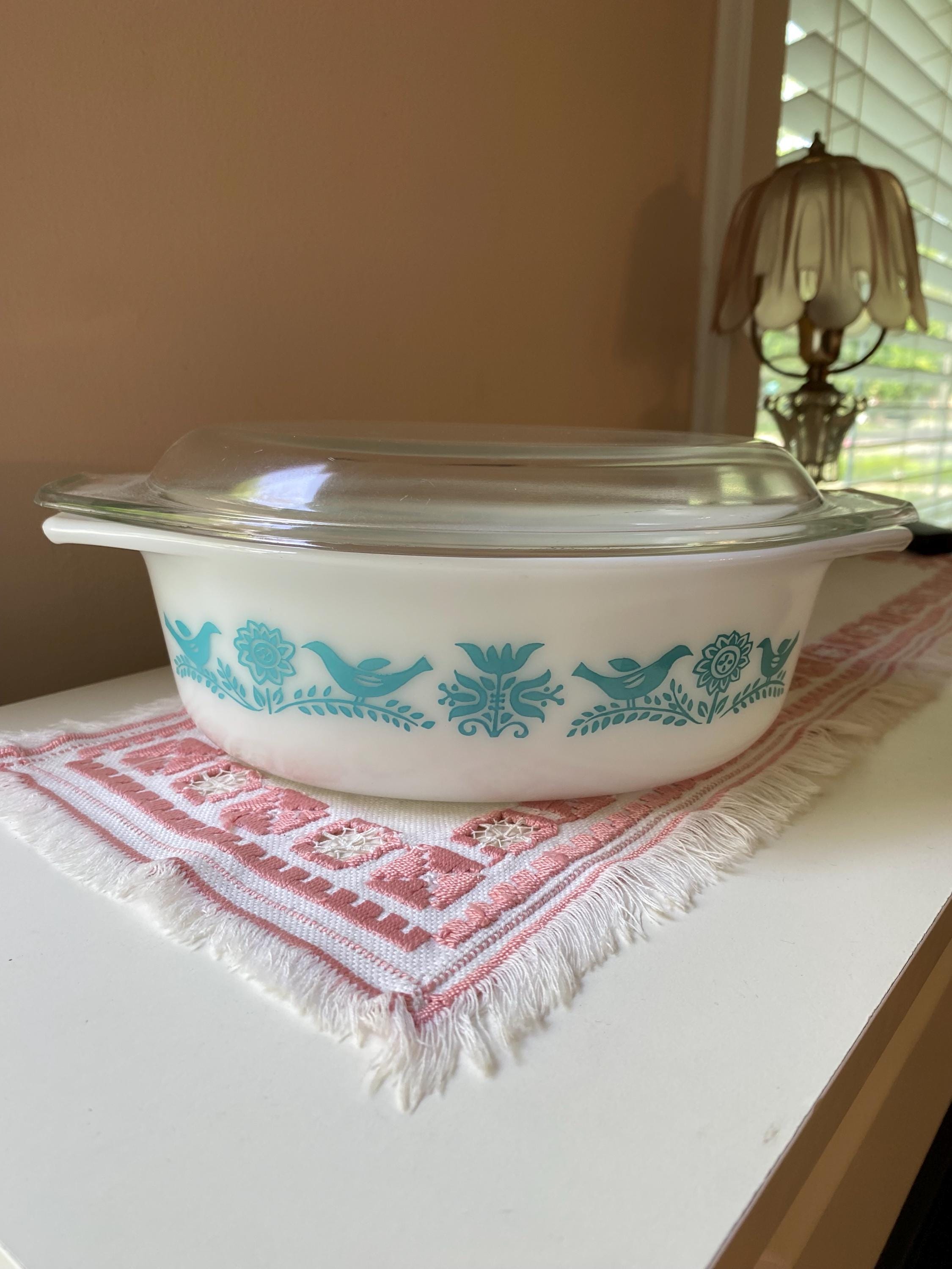 Pyrex Bluebird Casserole Dish - Etsy