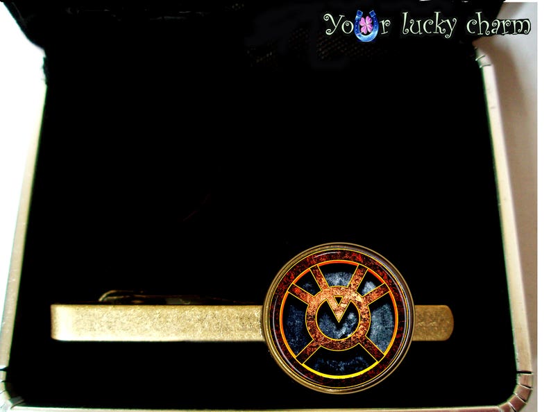 wedding Orange Lantern Tie Clip groom superhero husband Image under glass Tie Clip Avarice TieClip Orange Lantern Orange Tie Clip
