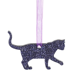 Glitter acrylic British Shorthair Cat Style A Christmas decoration - 11 colour choices