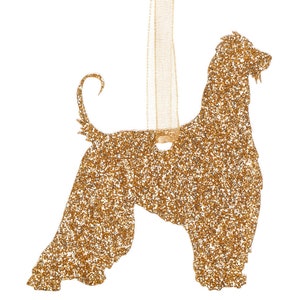 Glitter acrylic Afghan Hound Christmas decoration - 11 colour choices