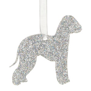 Glitter acrylic Bedlington Terrier Christmas decoration - 11 colour choices