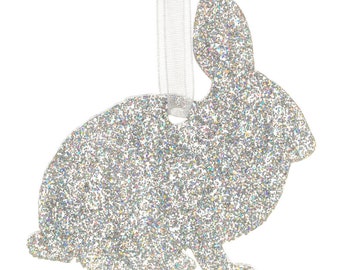 Glitter acrylic Rabbit/Bunny Style A Christmas decoration - 11 colour choices