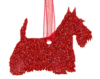 Glitter acrylic Scottish Terrier/Scottie Dog Christmas decoration - 11 colour choices