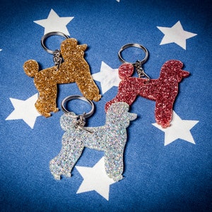 Glitzer Acryl Pet Trim Pudel Schlüsselanhänger/Taschenanhänger - 11 Farbwahl