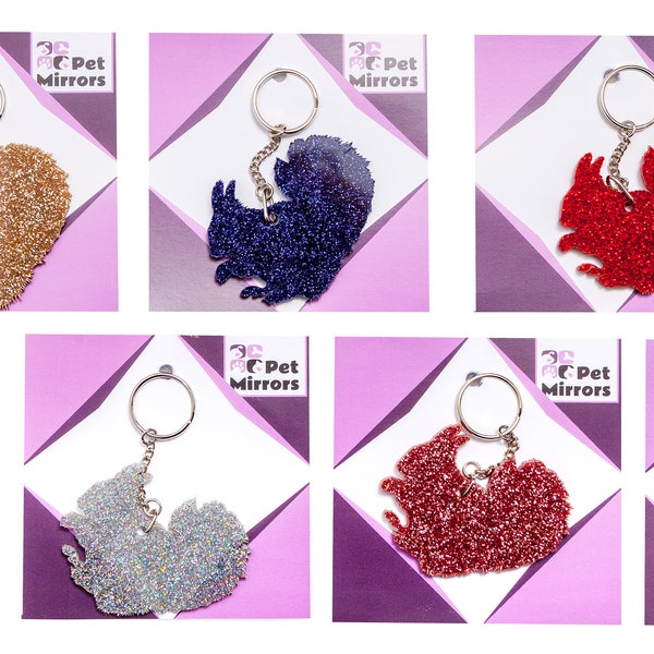 Glitter acrylic Squirrel keyring/bag charm - 11 opciones de color