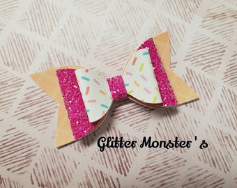 Ice Cream Hair Bow,Ice Cream Sprinkles Bow,Ice Cream Headband,Glitter Sprinkles Bow,Ice Cream Bow,Leather Bows,Toddler Bows,Girls Hair Clips