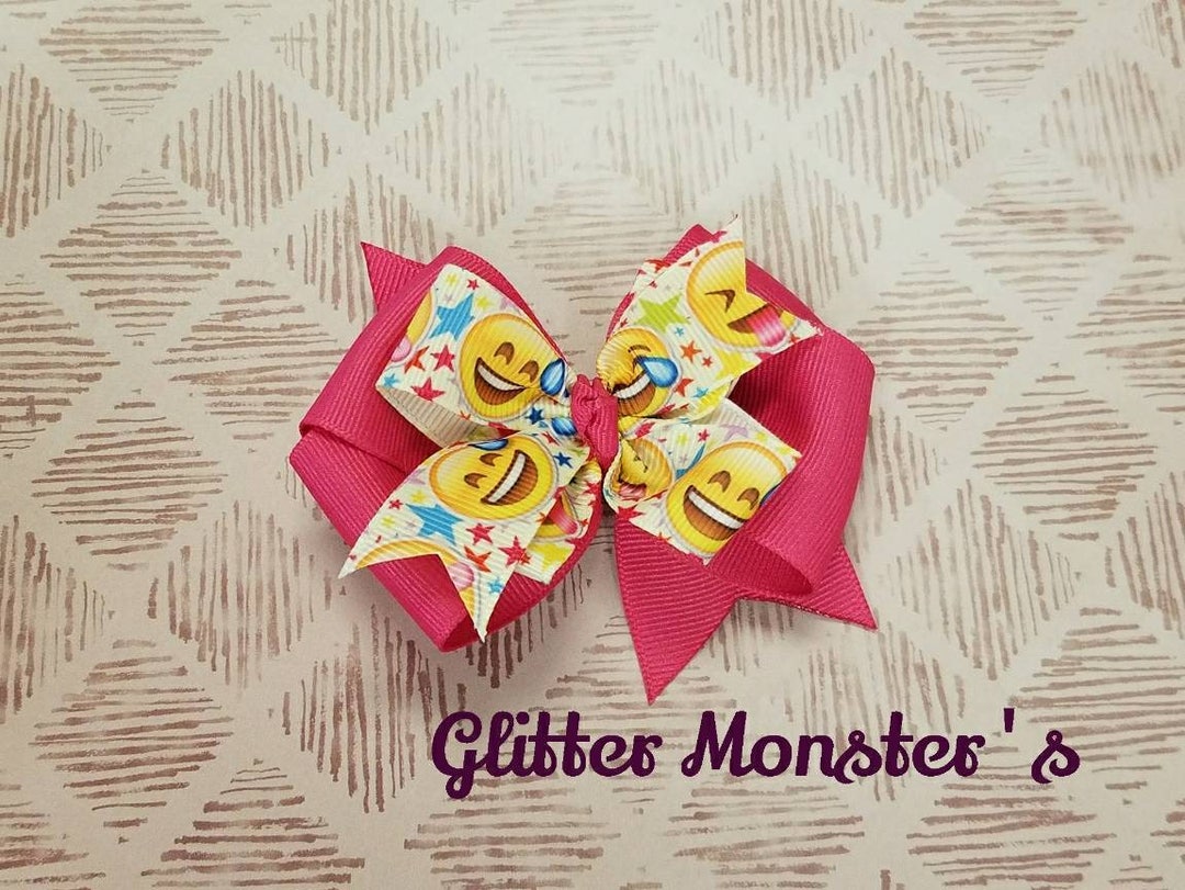 Emoji Bow Emoji Hair Bow Emoji Birthday Bow Emoji Pinwheel Etsy