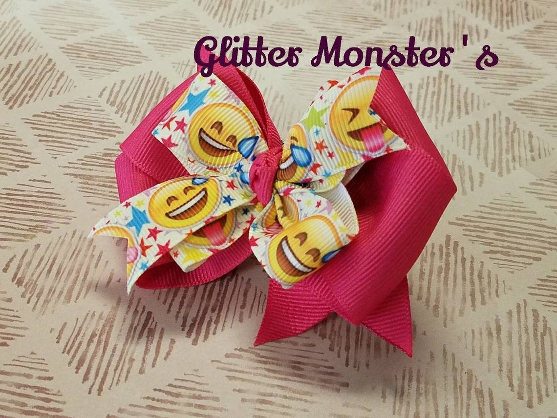 Emoji Bow Emoji Hair Bow Emoji Birthday Bow Emoji Pinwheel Etsy