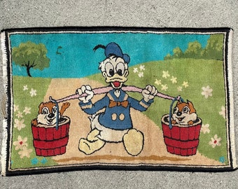 1960s Disney Donald Duck and Chipmunks Rug