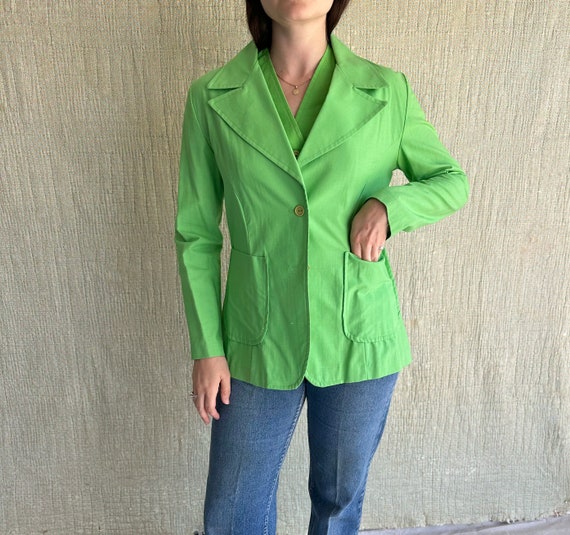 70s ILGWU Green Tailored Vest and Blazer Set - image 3