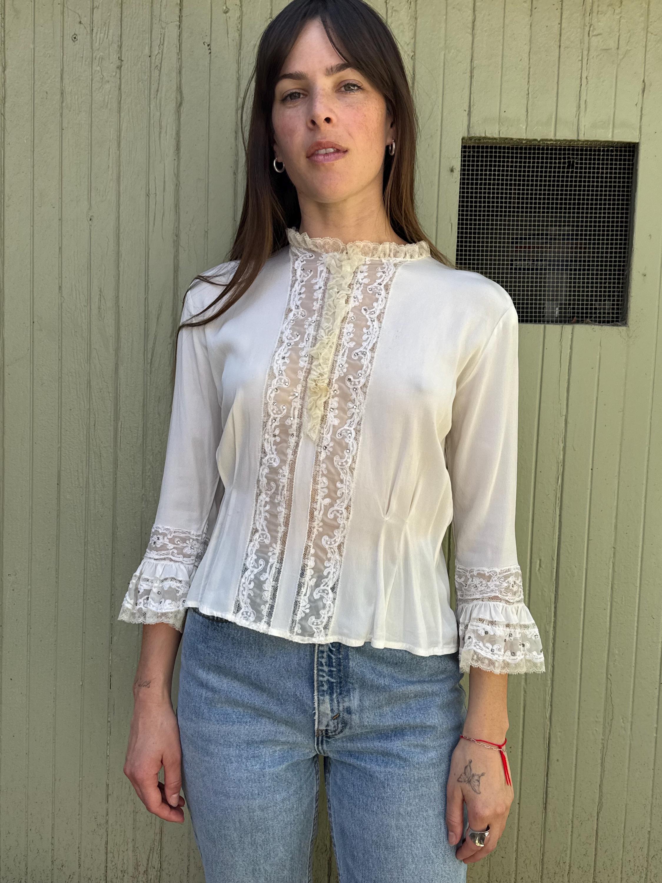 50s Ruffle Blouse - Etsy