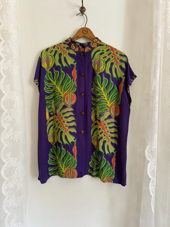 1940s Kamehameha Rayon Teatimer Hawaiian Cabana S… - image 1