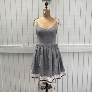 50s Gingham Cotton Lace Trimmed Mini Dress