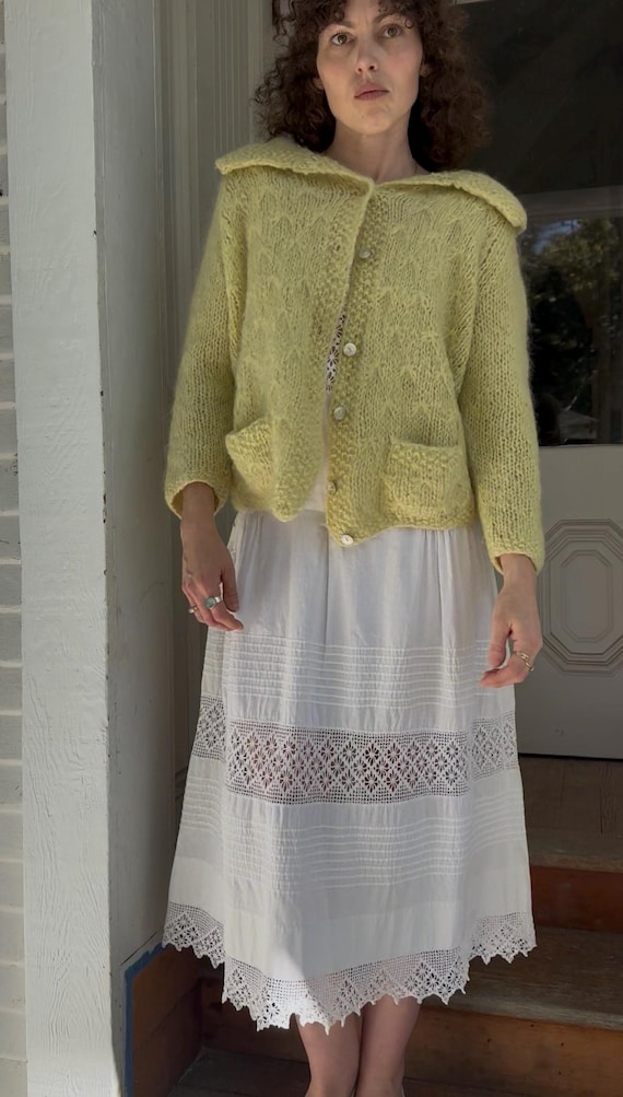 1960s Yellow Italian Mohair Cardigan with Pockets