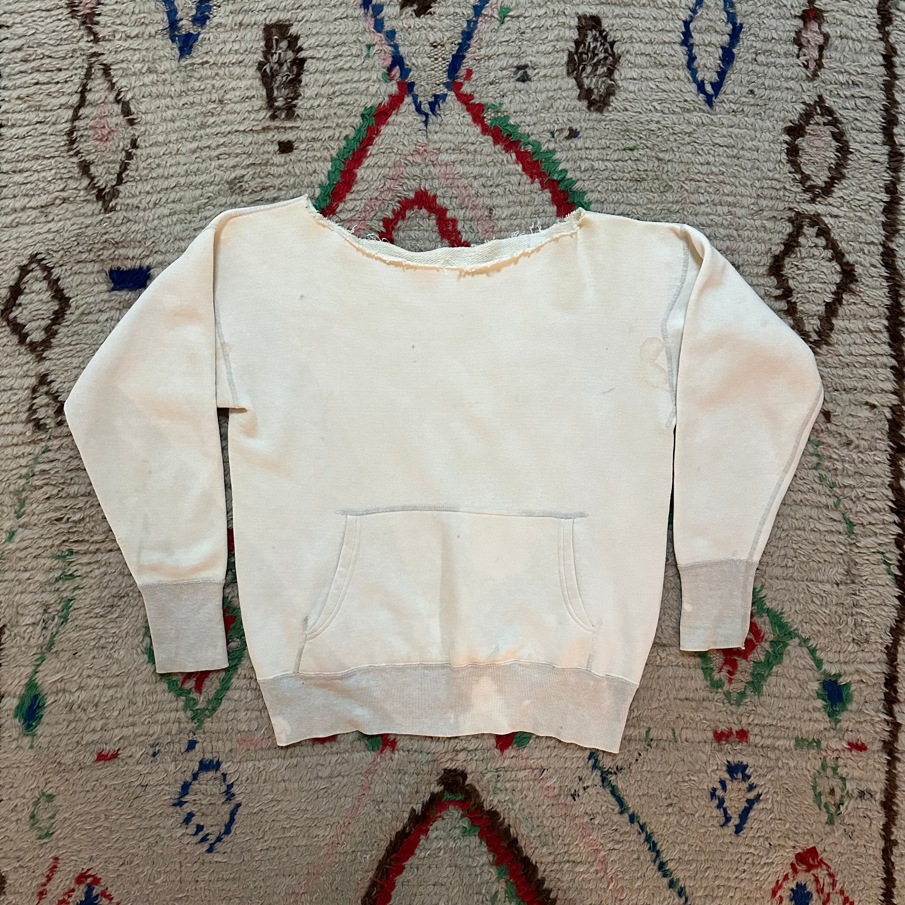 1950s Distressed Two Tone White Cut off Sweatshirt - Etsy