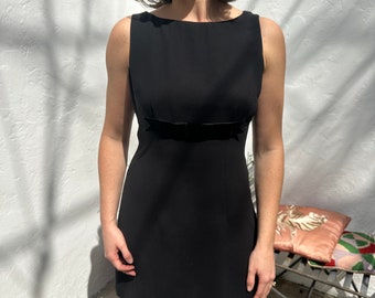 90s Cynthia Rowley Perfect Little Black Dress with Velvet Bow