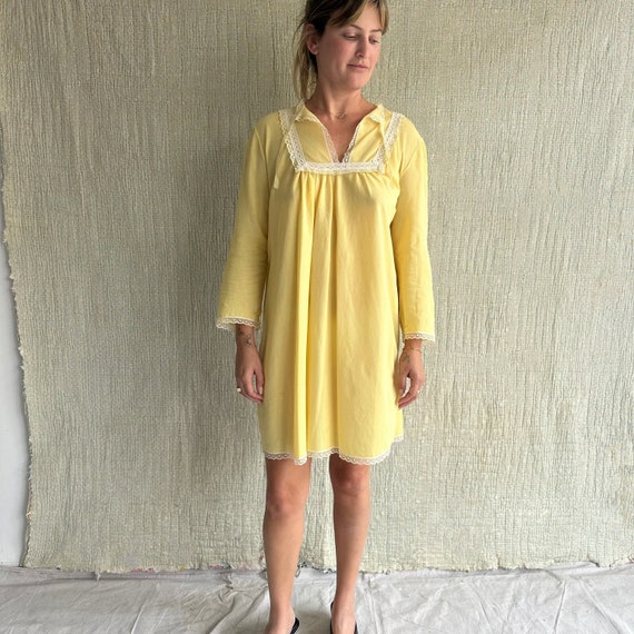 1960s Italian Yellow Nylon Mini Dress