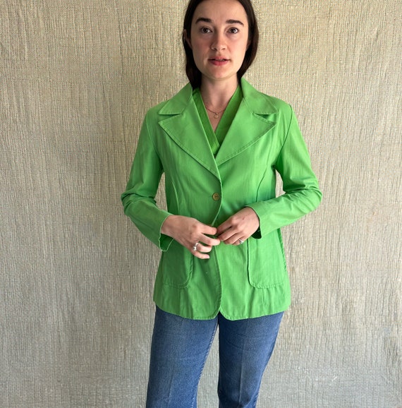 70s ILGWU Green Tailored Vest and Blazer Set - image 4