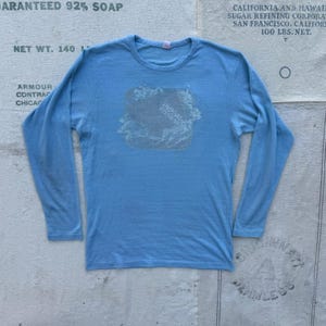1970s Import Records Jem Records Long Sleeve Blue Faded T-Shirt