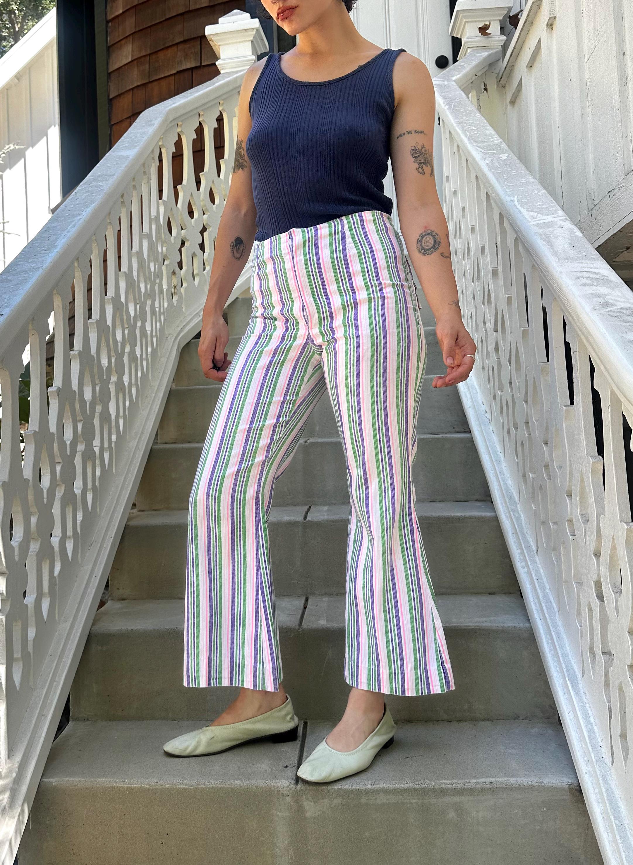 70s Striped Flares - Etsy
