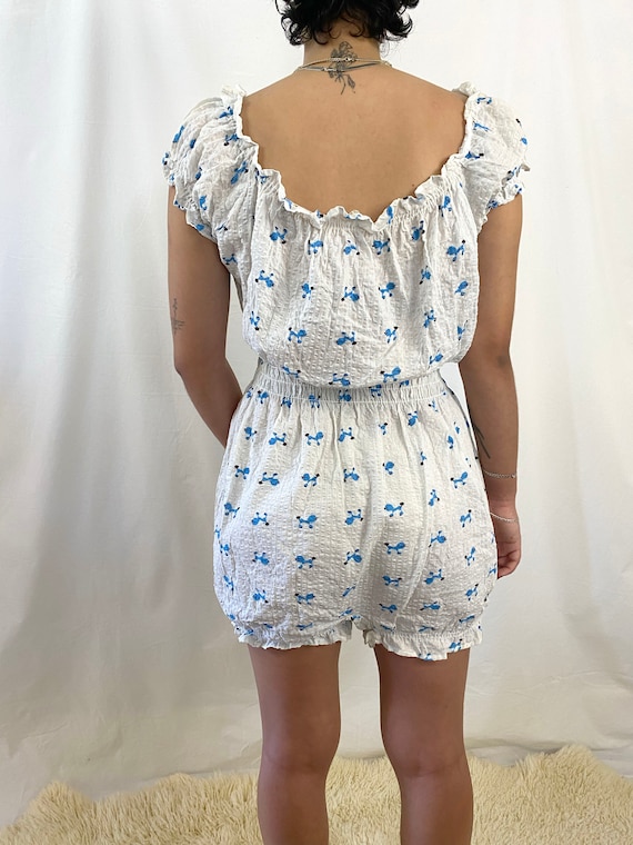 1950s Poodle Embroidered Cotton Romper - image 3