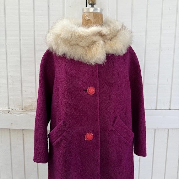 1950s Raspberry Styled by Charles Wool Tweed Bouc… - image 2