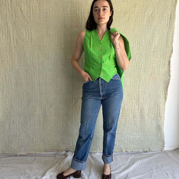 70s ILGWU Green Tailored Vest and Blazer Set - image 1